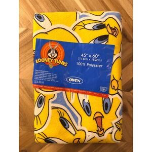 Vintage 1999 Looney Tunes Tweety Bird Fleece Throw Blanket Owen 45x60 Made USA